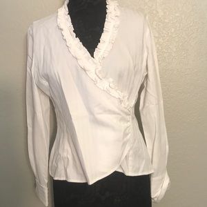 Jones New York white ruffle top